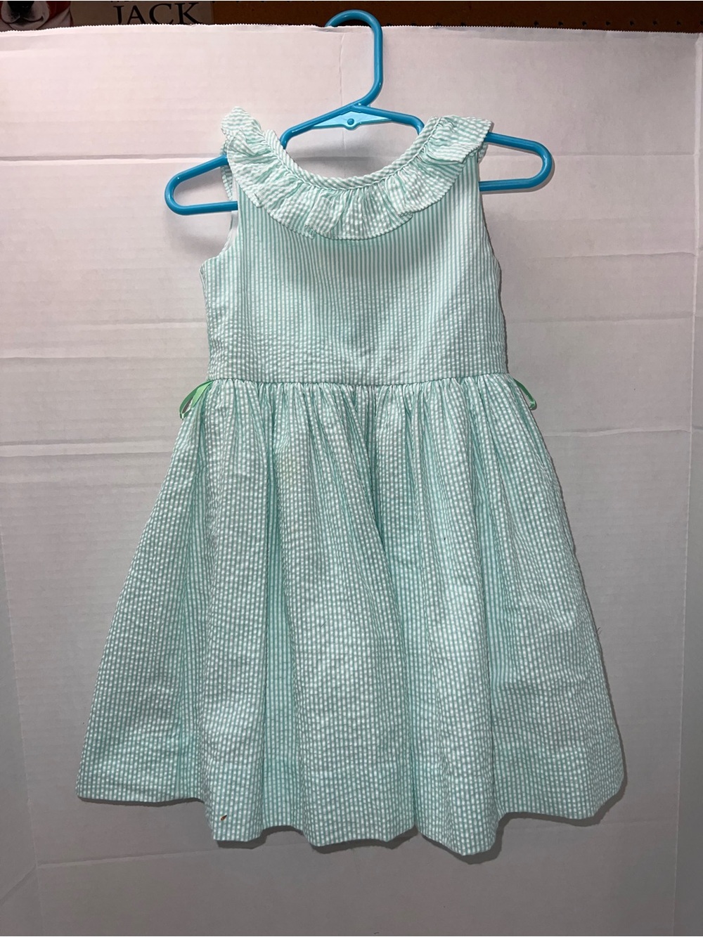 Bailey Boys Girls' Mint Green Seersucker Ruffle Collar Dress - Kids Gingham